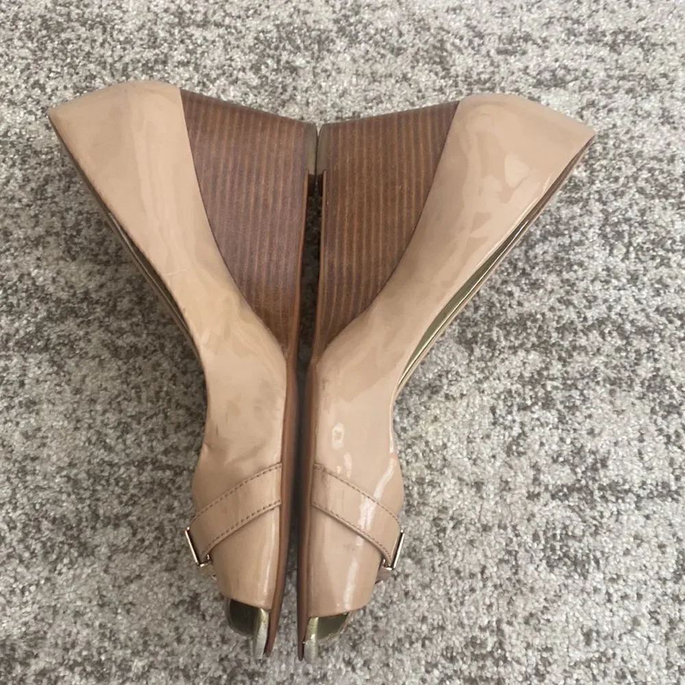 Coach Tan Wedge Patent Leather Shoes 1-